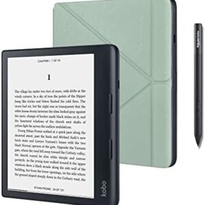 Kobo Sage | eReader with Green SleepCover & Stylus | 8” HD Glare Free Touchscreen | Waterproof | Blue Light Reduction | Bluetooth | WiFi | 32GB of Storage (Green + Stylus)