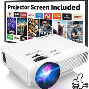 Latest Upgrade 7500Lumens Mini Projector for Outdoor Movies, Full HD 1080P 170″ Display Supported, PS4,TV Stick, Smartphone, USB, SD Card Supported