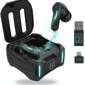MIDDLE RABBIT SW4 Wireless Gaming Earbuds for PC PS4 PS5 Switch Mobile – 2.4G Dongle & Bluetooth – 40ms Low Latency – Headphones with Built-in Microphone – 4 Mics PC Earbuds – PS4 PS5 Headset