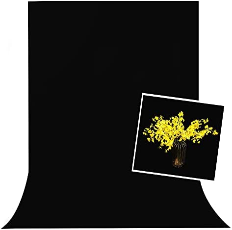 Meking 6.5 x 6.5 ft Portrait Photography Backdrop, Black Velvet Fabric Wrinkle Resistant Background for Television Photo Video Studio Product Shooting