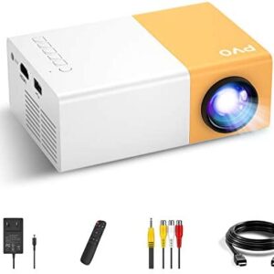 Mini Projector, PVO Portable Projector for Cartoon, Kids Gift, Outdoor Movie Projector, LED Pico Video Projector for Home Theater Movie Projector with HDMI USB Interfaces and Remote Control