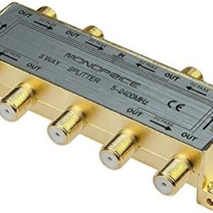 Monoprice Premium 8-Way Coax Cable Splitter F-Type Screw for Video VCR Cable TV Antenna (110017)