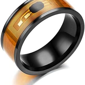 NFC Smart Ring,Waterproof Titanium Steel NFC Ring,Dragon Pattern No Charge NFC Chip Universal for Mobile Phone All-Round Sensing Technology Wearable Smart Ring Wide Surface Fasion Ring