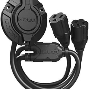 NOCO GCP2 15 Amp AC Port Plug, 125 Volt Power Inlet Socket, and Waterproof Electrical Outlet Receptacle Box with Dual 18-Inch Integrated Outdoor Extension Cords
