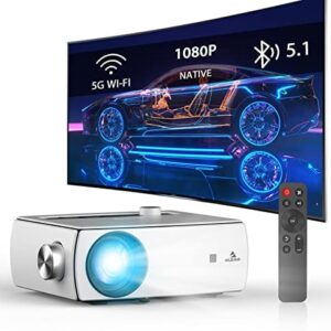 NexiGo WiFi Bluetooth Projector PJ10 [220ANSI – Over 8000 Lux Brightness] Native 1080P Movie Projector, Dolby_Sound Support, Remote, Compatible with Phone, Computer, HDMI, USB, AV Interfaces