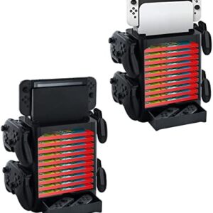 Nintendo Switch Game Holder Game Disk Rack and Controller Organizer Compatible with Nintendo Switch and Accessories Video Games – Game Storage Tower for Nintendo Switch