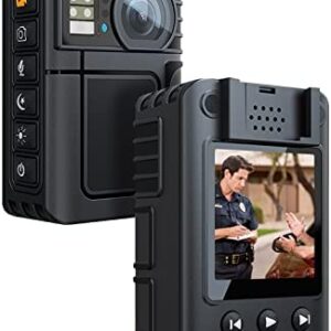 Oncheer 1080P Police Body Camera: Portable Night Vision Audio Video Cam with 64G SD Card, Waterproof Wearable Security Bodycam, Loop Recording 10h Recorder for Law Enforcement