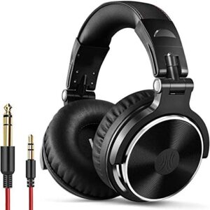 OneOdio Wired Over Ear Headphones Studio Monitor & Mixing DJ Stereo Headsets with 50mm Neodymium Drivers and 1/4 to 3.5mm Audio Jack for AMP Computer Recording Phone Piano Guitar Laptop – Black