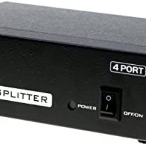 Optimal Shop 4 Ports BNC Video Splitter 1 in 4 Out BNC Coaxial TV CCTV DVR Composite Video Adapter Black