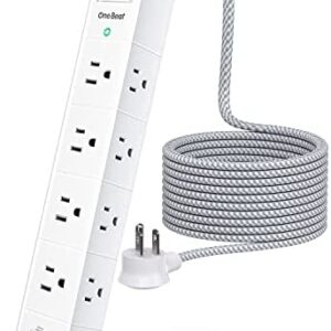 Power Strip Surge Protector – 8 Widely AC Outlets 3 USB, 5 ft Extension Cord, Flat Plug, Desktop Charging Station with Overload Protection, Wall Mount for Home, Office, Travel, Computer ETL Listed