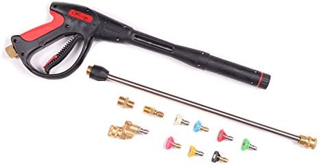 Pressure Washer Gun Accessories Kit: 4000 PSI Power Washer Wand Attachment w/High Pressure Extension, Pivot Connector, Male Adapter Parts & Quick Connect Water Spray Nozzles for Car Wash or Concrete