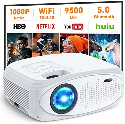Projector, 9500L Projector with WiFi and Bluetooth - CRAZVIEW 5G Portable Video Projector , Outdoor Projector Native 1080P Support 350'' Display Compatible with Android/iOS/Tv Stick/Pc