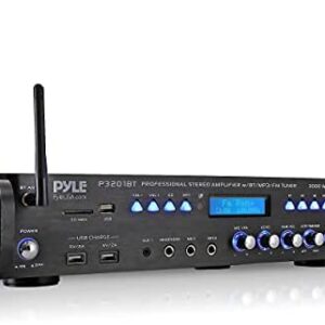 Pyle Multi Channel Bluetooth Preamplifier Receiver – 3000 Watt Audio Home Speaker Sound Stereo w/Radio, USB, Headphone, AUX, RCA, Dual Microphone w/Echo, LED, Wireless Streaming P3201BT