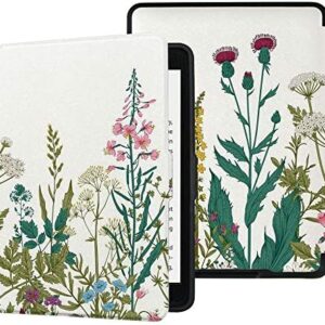 QIYI Case for Kindle Paperwhite Prior to 2018 Water-Safe Cover Fits Old Generation PU Leather Cases Kids Ereader Accessories Protective Covers Shell Lightweight Case – Colorful Plants