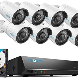 REOLINK 16CH 5MP Home Security Camera System, 8pcs Wired 5MP Outdoor PoE IP Cameras with Person Vehicle Detection, 4K 16CH NVR with 3TB HDD for 24-7 Recording, RLK16-410B8-5MP