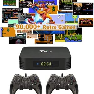 Retro Games Console Built in 90,000+ 80’s-90’s Games, Classic Video Game Console, Hyper Base R1 Emulator Console Game System, 70+ Emulators, 2 Wired Controllers, S905X3 Chip