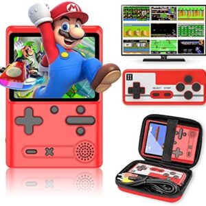 Retro Handheld Game Console with 500 Classical FC Games-3.0 Inches Screen Portable Video Game Consoles with Protective Shell-Handheld Video Games Support for Connecting TV & Two Players(Red)