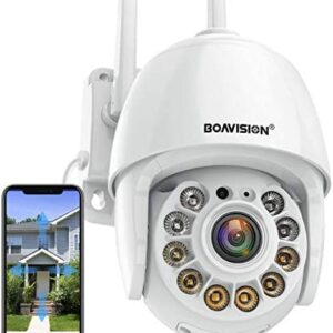 Security Camera Outdoor, Wireless WiFi IP Camera Home Security System 360° View,Motion Detection, auto Tracking,Two Way Talk,HD 1080P pan Tile Full Color Night Vision Boavision