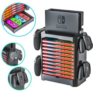 Skywin Game Storage Tower for Nintendo Switch – Nintendo Switch Game Holder Game Disk Rack and Controller Organizer Compatible with Nintendo Switch and Accessories