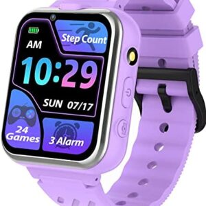 Smart Watch for Kids, Kids Smart Watches Girls Toys for Ages 3-12 Years, Aluminum Case Kids Watch with 24 Games 2 Cameras 3 Alarm Music Videos Record Pedometer Birthday for Boys Girls