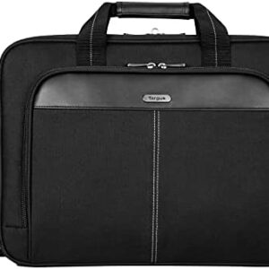 Targus Laptop Bag — Black 15.6″ Classic Slim Briefcase Messenger Bag, Spacious, Ergonomic, Foam Padded Laptop Case for Devices Up To 16″ (TCT027US)