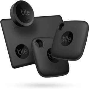 Tile Mate Essentials (2022) 4-Pack (2 Mate, 1 Slim, 1 Stickers)- Bluetooth Tracker & Item Locators for Keys, Wallets, Remotes & More; Easily Find All Your Things.
