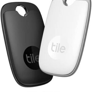 Tile Pro (2022) 2-Pack (Black/White). Powerful Bluetooth Tracker, Keys Finder and Item Locator for Keys, Bags, and More; Up to 400 ft Range. Water-Resistant. Phone Finder. iOS and Android Compatible.