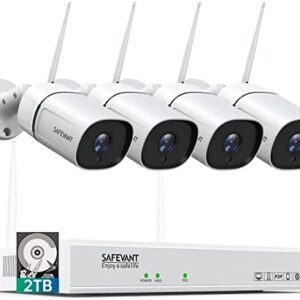 [Two Way Audio 3MP] Wireless Security Camera System 2TB Hard Drive,SAFEVANT 8 Channel Wireless NVR Systems 4PCS 3MP Indoor Outdoor Surveillance IP Cameras with Night Vision Motion Detection