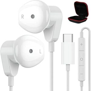 USB C Headphones for iPad Pro,USB Type C Earphones HiFi Stereo USB C Wired Earbuds with Microphone Volume Control for Samsung Galaxy S22 Ultra S21 Ultra S20 FE Note 20,Pixel 6 5 4 3XL,OnePlus 9 8 7T