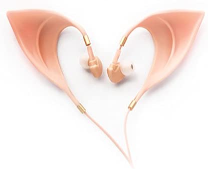 Urbun Elf Earbuds Headphones - Elegant Elves Ear Design Ultra-Soft Corded Earphone Perfect Sound Quality Fairy's Adorable Cosplay Headset Spirit Costume Accessories