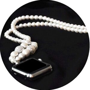 White Pearl Necklace Smartwatch Neck Chain 38mm of Series 3 2 1 / 40mm of Series 4 Jewelry New Watch Strap Neckband Wearable Handmade Replacement Accessories Wearable Technology Adaptor Smartwatch