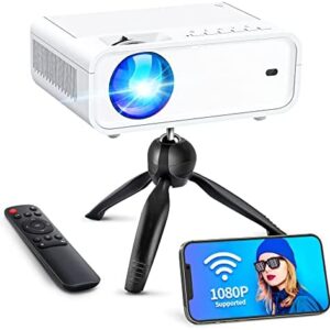 WiFi Mini Projector, ACROJOY 9000 Lumens Video Projector w/ Tripod, HD 1080P & 240″ Display Supported, Portable Movie Outdoor Projector Compatible with TV Stick, HDMI, VGA, TF, AV, USB, iOS & Android…