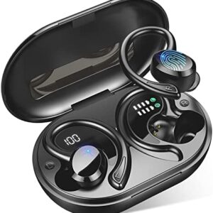 Wireless Earbud, Sport Bluetooth 5.1 Headphones with Earhooks Wireless Earphones in-Ear with Immersive Sound, Bluetooth Earbud IP7 Waterproof, Noise Cancelling, Dual LED Display, 48H Playtime, Running