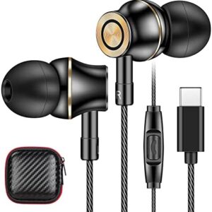 Wollony USB C Headphone for Samsung S22 Ultra S21 FE, Magnetic in-Ear Earphones with Microphone Noise Isolating Earbud Type C Wired Headset for Samsung Z Flip 3 S21 S22 iPad Mini Air OnePlus 10 Pro