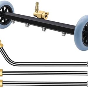 ZALALOVA Pressure Washer Undercarriage Cleaner, 16 Inch Power Washer Surface Cleaner Attachments, Under Car Wash Water Broom w/ 2 Pcs Extension Wand 1 Pc 60¡ã Angled Wand, 4000 PSI