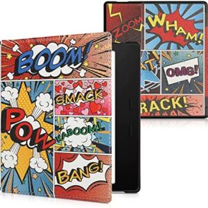 kwmobile Case Compatible with Amazon Kindle Oasis 10. Generation – Case PU e-Reader Cover – Comic Book Symbols Multicolor
