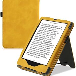 kwmobile Case Compatible with Amazon Kindle Paperwhite (11. Gen – 2021) – Cover Faux Nubuck Leather e-Reader Flip Case – Brown