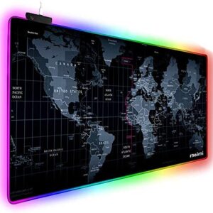 rnairni Extended RGB Gaming Mouse Pad, Extra Large Gaming Mouse Mat for Gamer, Waterproof Office Desktop Mat with 10 Lighting Mode, for PC Computer RGB Keyboard Mouse – 31.5” x 15in x 4mm(Map)