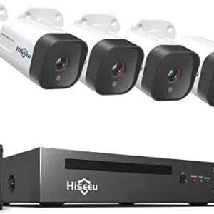 [2-Way Audio 16CH Expandable] Hiseeu 4K PoE Security Camera System,8 Ports PoE NVR with 4Pcs 5MP IP Security Camera for Outdoor, Waterproof,Face/Human Detection,1TB HDD,H.265+ Home Surveillance Kit