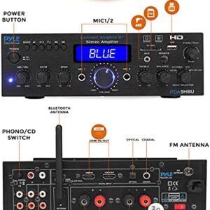 Wireless Bluetooth Home Stereo Amplifier – Multi-Channel 200 Watt Power Amplifier Home Audio Receiver System w/HDMI, Optical/Phono/Coaxial, FM Radio, USB/SD, AUX, RCA, Mic – Remote – Pyle PDA9HBU.5