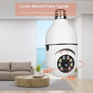2PCS WiFi Lightbulb Security Camera Wireless Outdoor 1080P Indoor 360 Degree Security Cameras for Home Security, Smart Motion Detection, Two-Way Audio