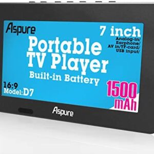 LEADSTAR 7 Inch Portable Small Digital ATSC TFT HD Screen Freeview LED TV for Car,Caravan,Camping,Outdoor or Kitchen.Built-in Battery Television/Monitor with FM, Multimedia Player Support USB