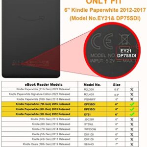 Fintie Slimshell Case for 6″ Kindle Paperwhite 2012-2017 (Model No. EY21 & DP75SDI) – Lightweight Protective Cover with Auto Sleep/Wake (Not Fit Paperwhite 10th & 11th Gen), Black